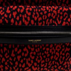 Saint Laurent Paris Black/Red Printed Canvas Hunting Backpack