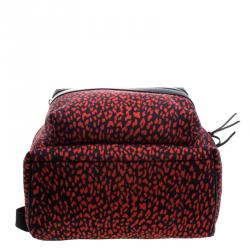 Saint Laurent Paris Black/Red Printed Canvas Hunting Backpack