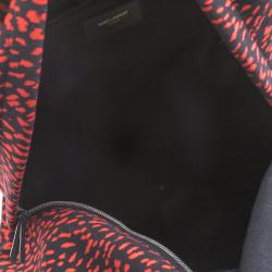 Saint Laurent Paris Black/Red Printed Canvas Hunting Backpack
