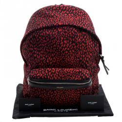 Saint Laurent Paris Black/Red Printed Canvas Hunting Backpack
