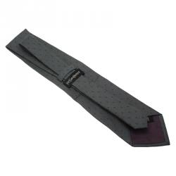 Saint Laurent Paris Grey and Red Dotted Silk Tie