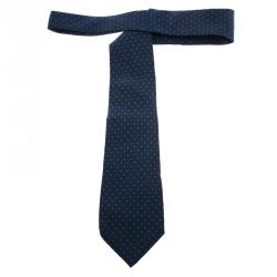 Saint Laurent Paris Blue Printed Silk Tie