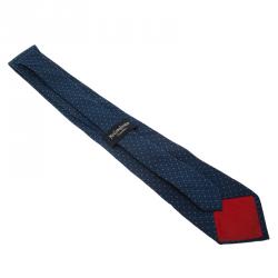 Saint Laurent Paris Blue Printed Silk Tie