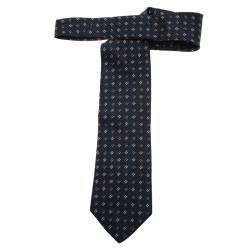 Saint Laurent Paris Dark Blue Woven Silk Tie