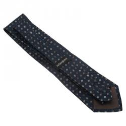 Saint Laurent Paris Dark Blue Woven Silk Tie