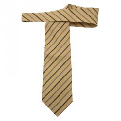 Saint Laurent Paris Yellow Striped Silk Tie