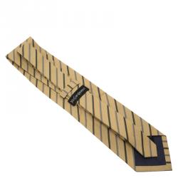 Saint Laurent Paris Yellow Striped Silk Tie