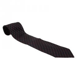 Pre Owned Saint Laurent Paris Blue and Red Floral Silk Tie