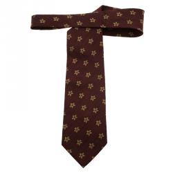 Saint Laurent Paris Burgundy and Beige Floral Woven Tie