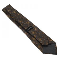 Saint Laurent Paris Green and Grey Woven Silk Tie