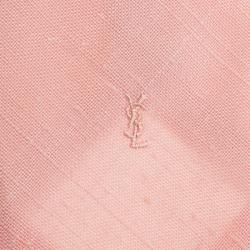 Pre Owned Saint Laurent Paris Pink Logo Linen Tie
