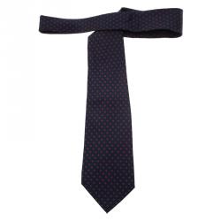 Saint Laurent Paris Blue and Pink Polka Dot Silk Tie