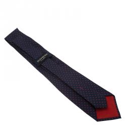 Saint Laurent Paris Blue and Pink Polka Dot Silk Tie