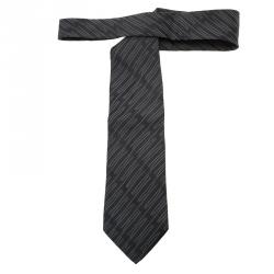 Saint Laurent Paris Grey Woven Silk Tie