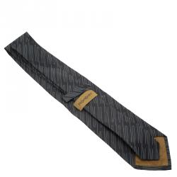 Saint Laurent Paris Grey Woven Silk Tie