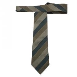 Saint Laurent Paris Tricolor Striped Silk Tie