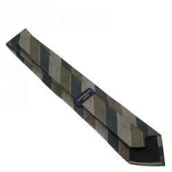 Saint Laurent Paris Tricolor Striped Silk Tie