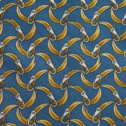 Saint Laurent Paris Blue and Yellow Floral Printed Silk Tie
