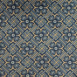 مملوكة مسبقًا ربطة عنق سان لوران باريس حرير منقوش أزرق وبيج 