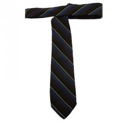 Saint Laurent Paris Multicolor Striped Silk Tie