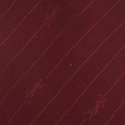 Pre Owned ربطة عنق سان لوران باريس مخطط بالشعار حرير بني محمر