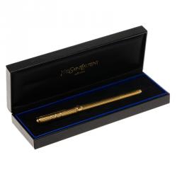 Pre Owned Saint Laurent Paris Gold-Plated Stainless Steel Classic Rollerball Pen