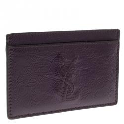 Pre Owned Saint Laurent Paris Purple Patent Leather Card Holder