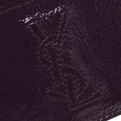 Pre Owned Saint Laurent Paris Purple Patent Leather Card Holder