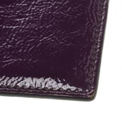 Pre Owned Saint Laurent Paris Purple Patent Leather Card Holder