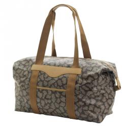 Saint Laurent Paris Grey/Brown Coated Canvas Duffel Bag