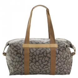 Saint Laurent Paris Grey/Brown Coated Canvas Duffel Bag
