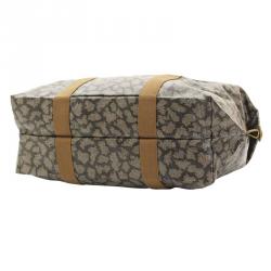 Saint Laurent Paris Grey/Brown Coated Canvas Duffel Bag