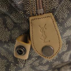 Saint Laurent Paris Grey/Brown Coated Canvas Duffel Bag
