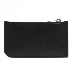 Pre Owned محفظة بطاقات سان لوران باريس جلد بسحاب أسود