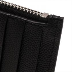 Pre Owned محفظة بطاقات سان لوران باريس جلد بسحاب أسود