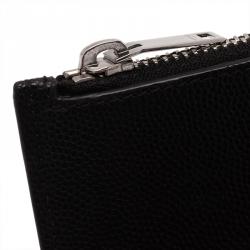 Pre Owned محفظة بطاقات سان لوران باريس جلد بسحاب أسود