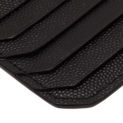 Pre Owned محفظة بطاقات سان لوران باريس جلد بسحاب أسود