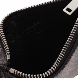 Pre Owned محفظة بطاقات سان لوران باريس جلد بسحاب أسود