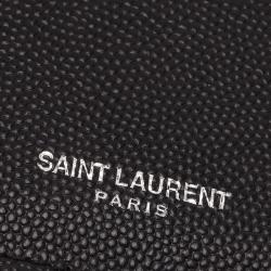 Pre Owned محفظة بطاقات سان لوران باريس جلد بسحاب أسود