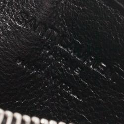 Pre Owned محفظة بطاقات سان لوران باريس جلد بسحاب أسود