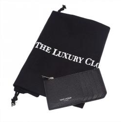 Pre Owned محفظة بطاقات سان لوران باريس جلد بسحاب أسود