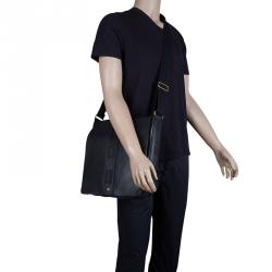 Saint Laurent Paris Black Leather Logo Messenger Bag