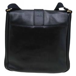 Saint Laurent Paris Black Leather Logo Messenger Bag