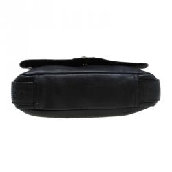 Saint Laurent Paris Black Leather Logo Messenger Bag