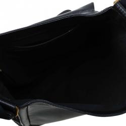 Saint Laurent Paris Black Leather Logo Messenger Bag
