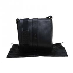 Saint Laurent Paris Black Leather Logo Messenger Bag
