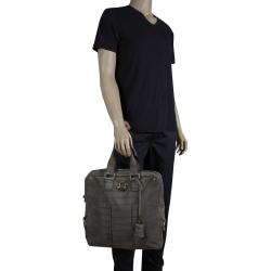Saint Laurent Paris Grey Croc Embossed Muse Tote