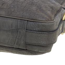 Saint Laurent Paris Grey Croc Embossed Muse Tote