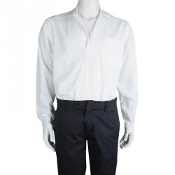 Pre Owned Saint Laurent Paris White Checkered Cotton Shirt S