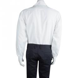 Pre Owned Saint Laurent Paris White Checkered Cotton Shirt S